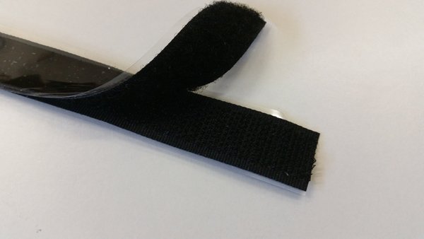 Klettband Selbstklebend  16 mm Schwarz 200 mm